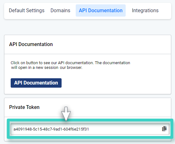 MainBrainer, API documentation of private token