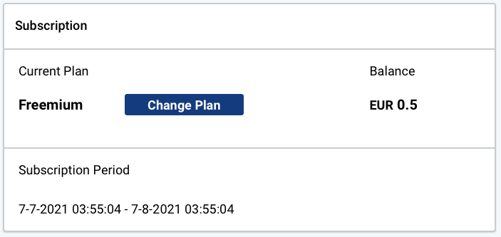 The billing section, subscription section. Change plan