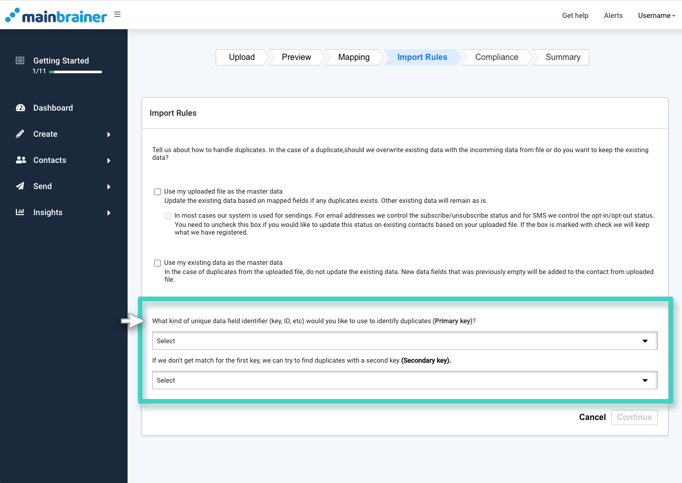 Rules for identifying duplicates when importing to crm