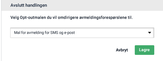 E-postskaper, bunntekst-widget. Velg handling for å avslutte abonnementet