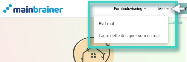 E-postskaper, malalternativer. Bytt mal eller lagre design som en mal