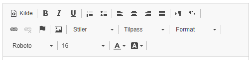 E-postskaper, tekstwidget. Formateringsalternativer i tekstredigeringsprogrammet