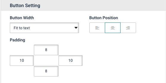 Email creator, button widget. Button formatting options are highlighted