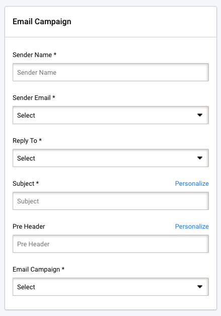 Email creator, email campaign distribution settings