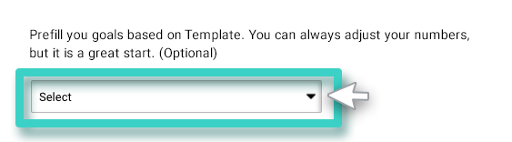 Prefill goals from template. The drop down menu is highlighted