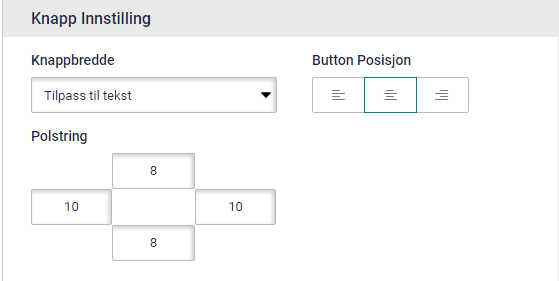 E-postskaper, knappwidget. Alternativer for knappeformatering er uthevet