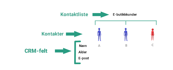 Kontaktliste, kontaktfelt illustrasjon