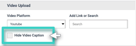 Landing page video widget. Hide video caption selected