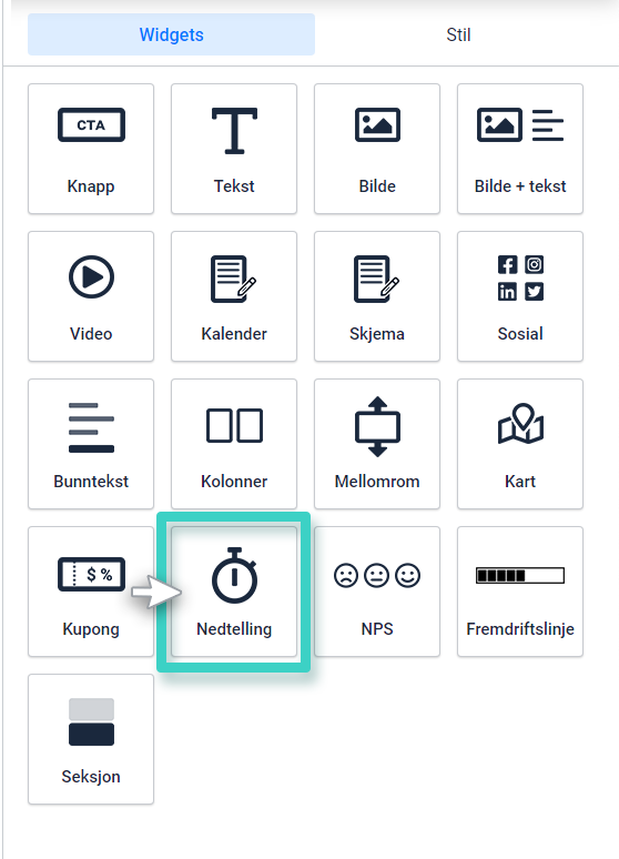 Nedtelling-widget for landingssidebygger