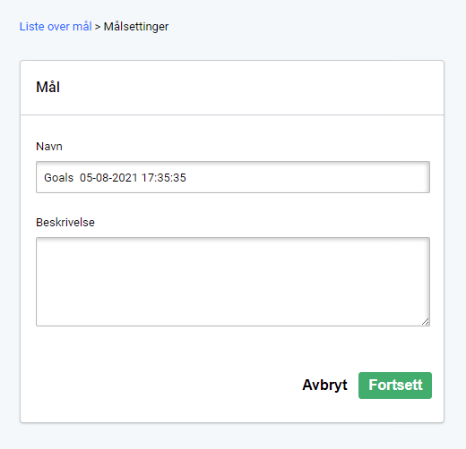 Mål for e-post sending, forrige kampanje. Navngi og beskriv målet ditt