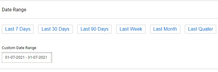 Options for last 7 days, last 30 days or last 90 days