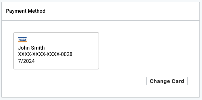 The billing section, payment method section. Change card