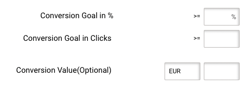 Set goals by either goal rate percentages or goal quantity