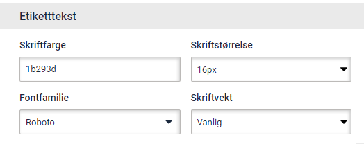 Registreringsskjema for landingsside. Påmeldingsskjemaets etiketttekststilfane