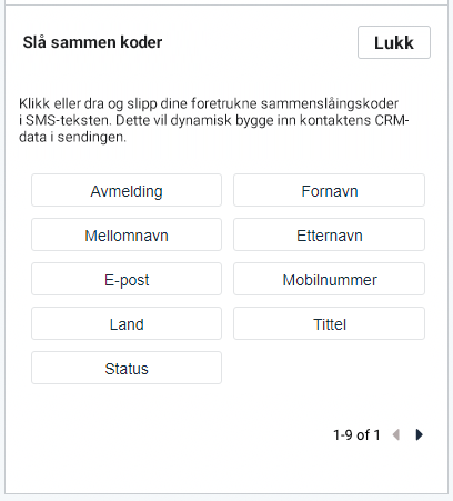 SMS med landingsside, personaliseringsmuligheter med flettekoder