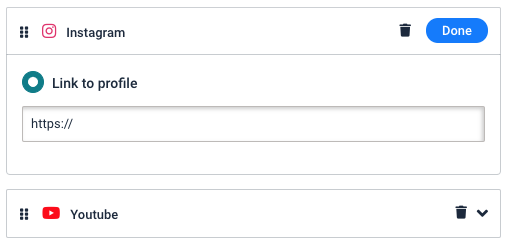 Landing page social media. Instagram settings