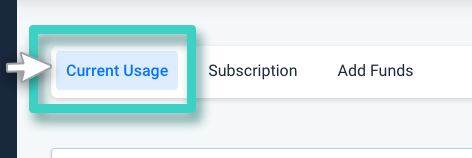 The billing section. Billing section overview. The current usage tab is highlighted