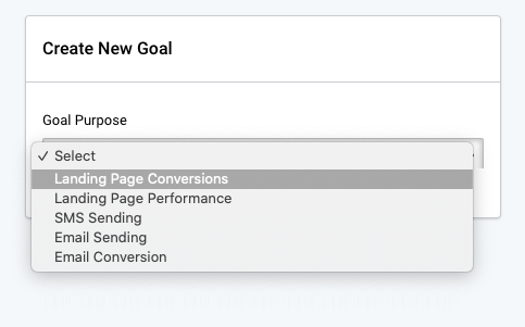 Landing page conversion goals. Goal purpose, landing page conversions is selected