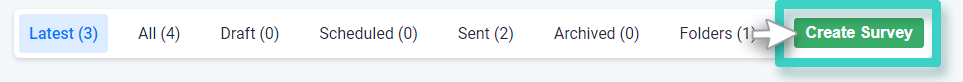 Survey manager. Create Survey button is highlighted