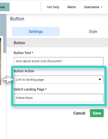 Survey redirect landing page. Link to landing page is highlighted