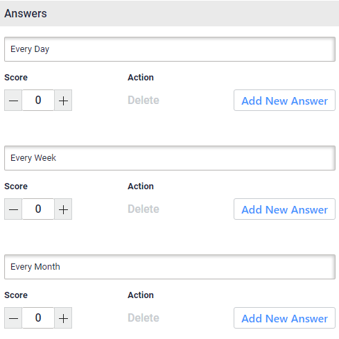 Survey check box button. Check box answer column is visible