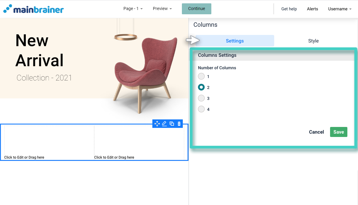 Set number of columns in a Survey design