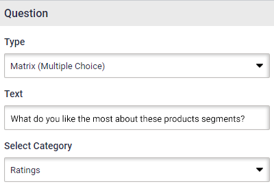 Survey question widget. Matrix button is visible