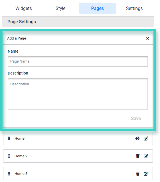 Survey Page setting. The page setting area is highlighted