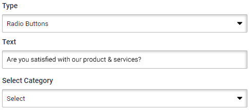 Survey radio button. Radio button setting is visible