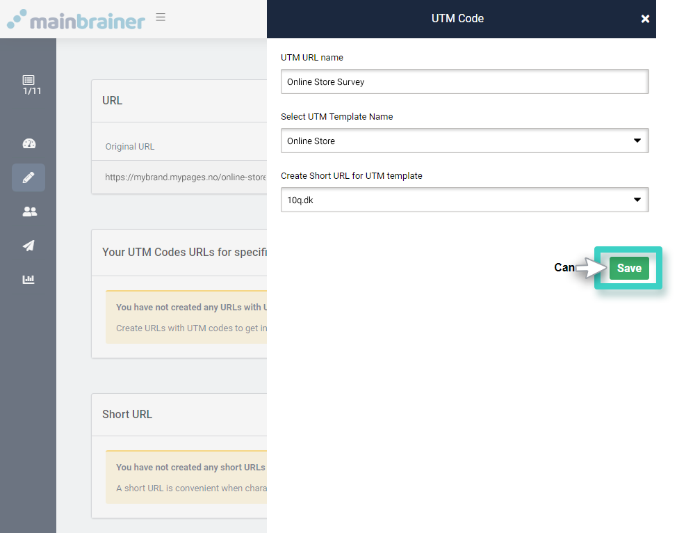 UTM code url for Survey with URL shortener