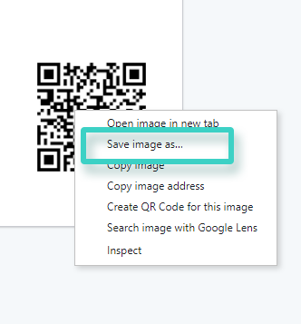 Save Image option for QR code is Highlighted