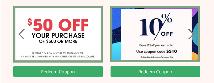 Coupon Widget Carousel in landing page work area