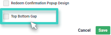 Top Bottom Gap for popup content setting is highlighted