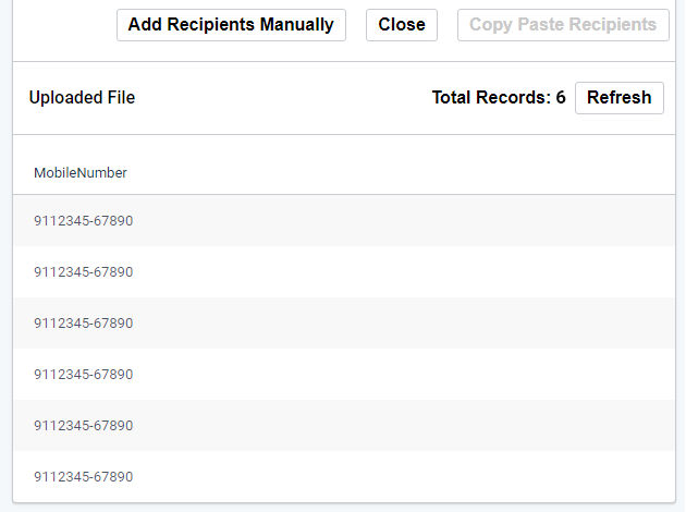 Quick Import Contact list. Total Records are visible