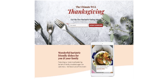 Squeeze page for bariatric eating ebook download