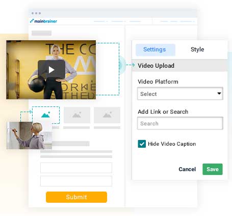 Video widget upload in landing page