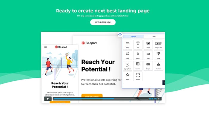 Landing page, add video and attractive visuals to create engagement
