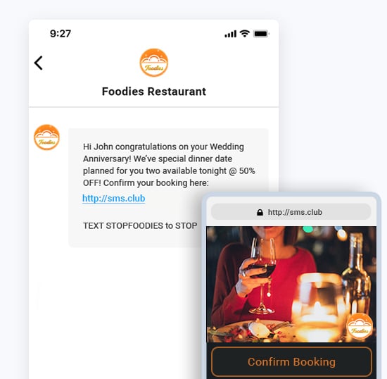 SMS Marketing Food & restaurant example