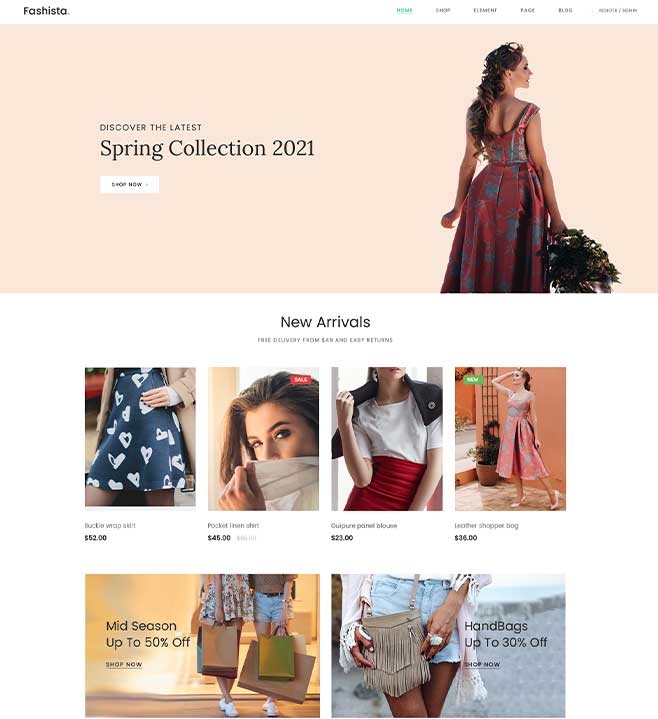 Email campaign with spring collection offering cross selling of products