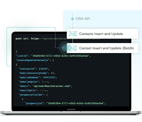 CRM API for contacts insert and update supporting bulk