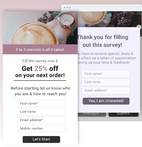 New leads signup forms for surveys - ready-to-use widget